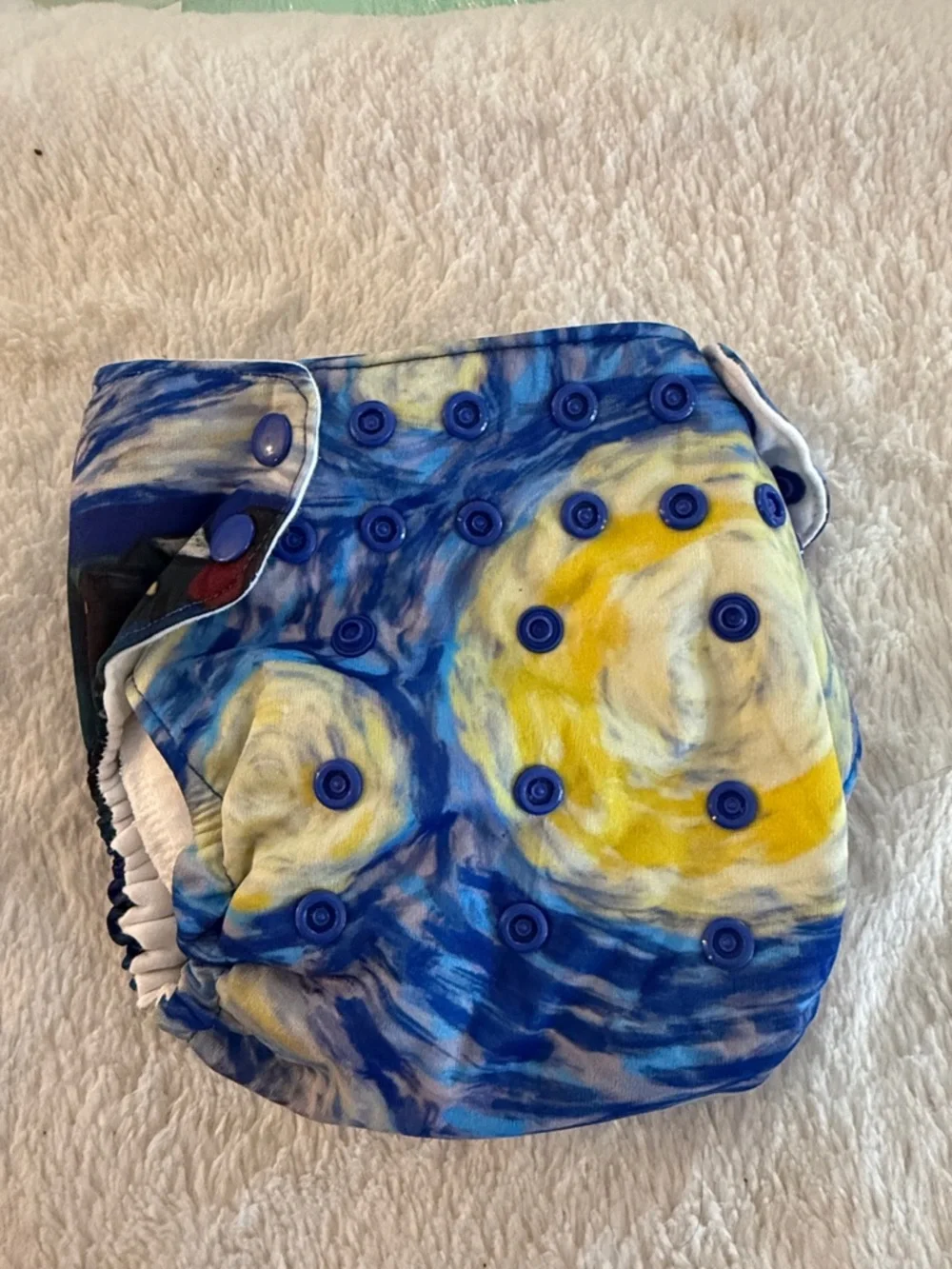 5/$25 Reusable Kids Adjustable Cloth Diaper in Blue & Yellow Swirl